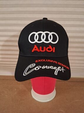 Audi Exclusive Edition Black Baseball Cap with Red & White Embroidery